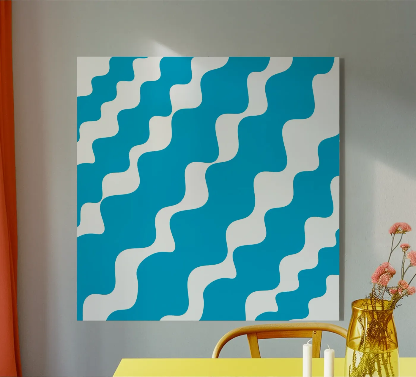 Blue slanting waves plexiglas de baobabprintstore