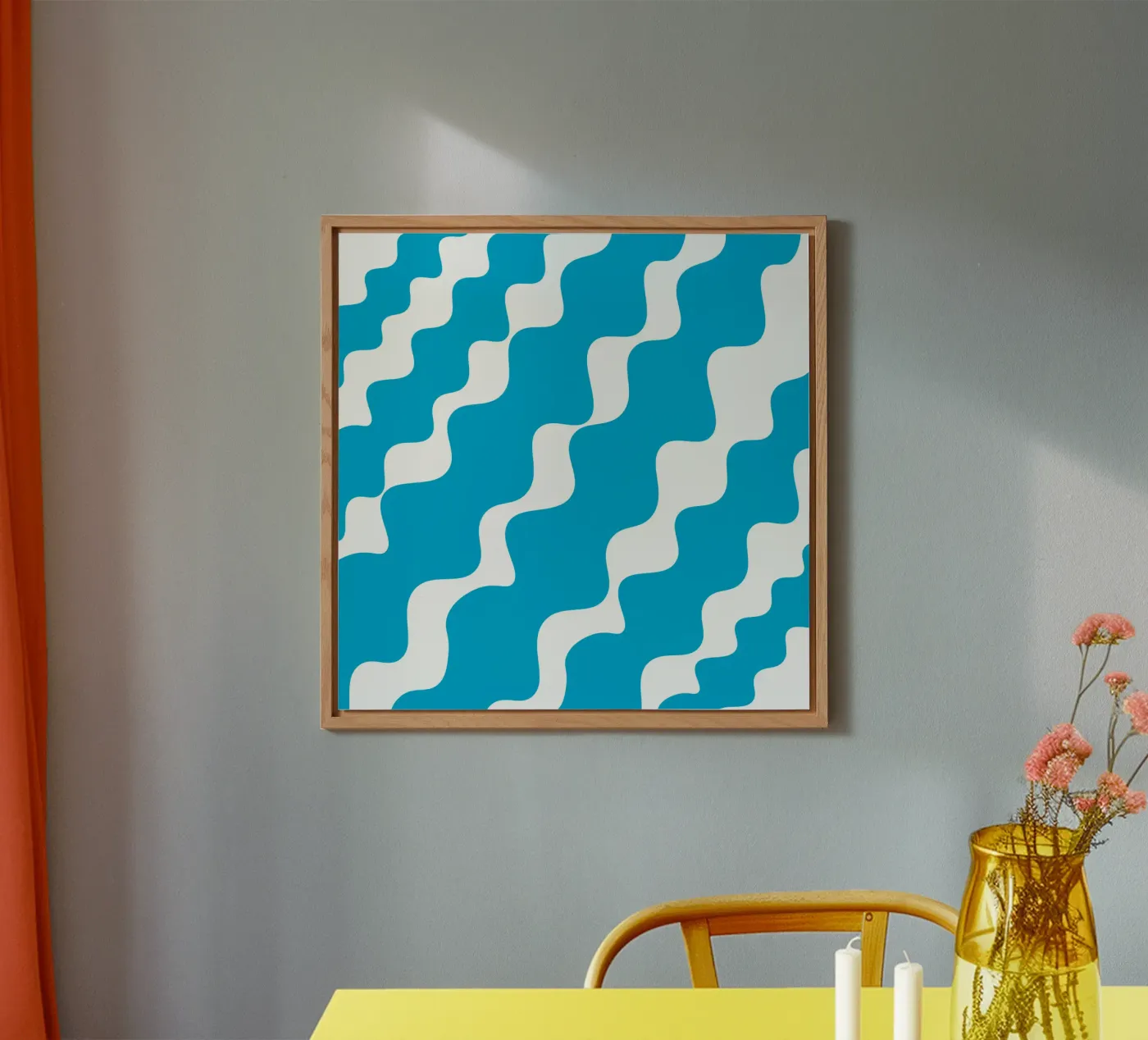 Blue slanting waves pannello forex da baobabprintstore