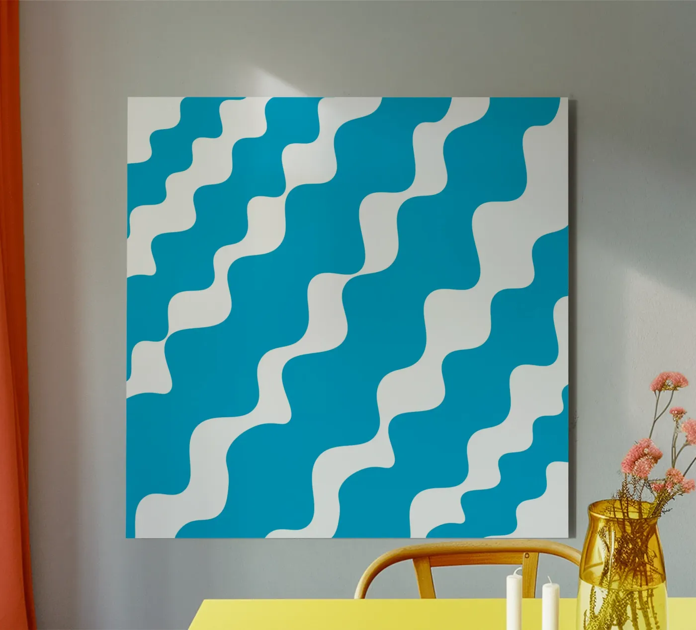 Blue slanting waves pannello forex da baobabprintstore