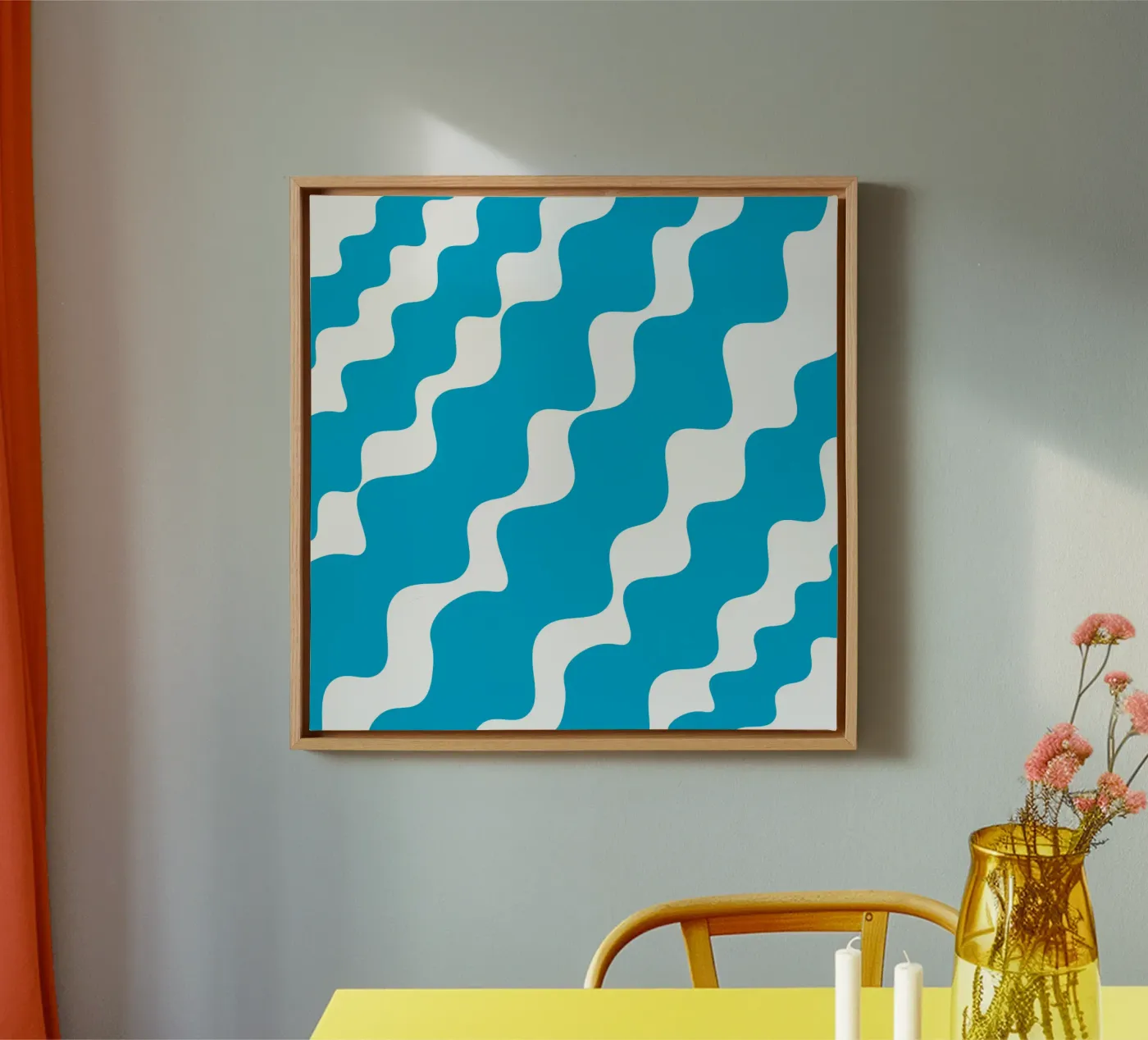 Blue slanting waves tela da baobabprintstore