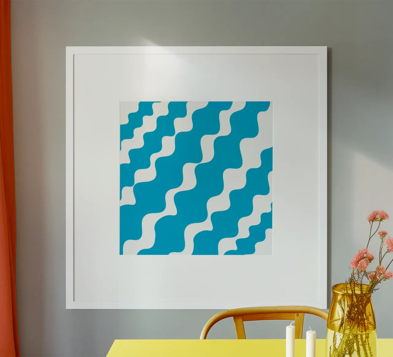Blue slanting waves poster da baobabprintstore
