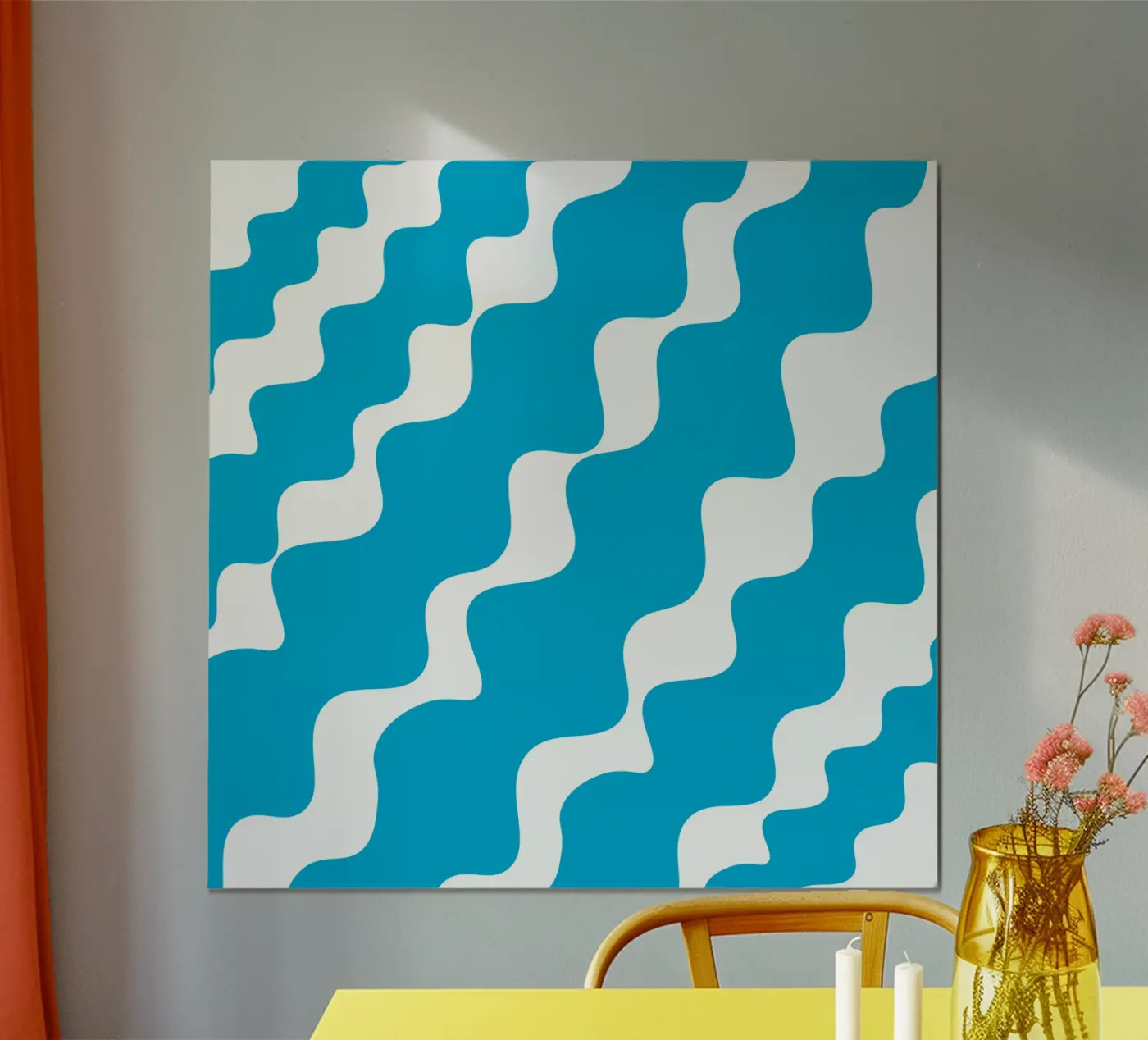 Blue slanting waves Poster von baobabprintstore