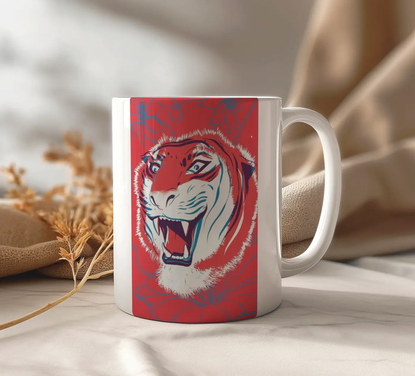 Tiger ceramic mug by Pietari Posti
