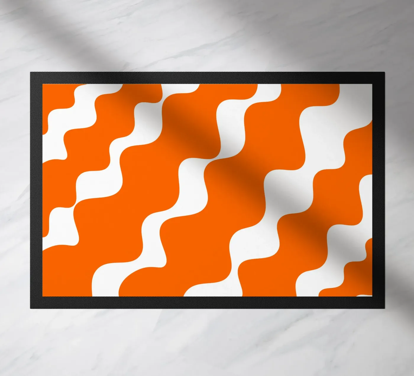Orange slanting waves deurmat van baobabprintstore