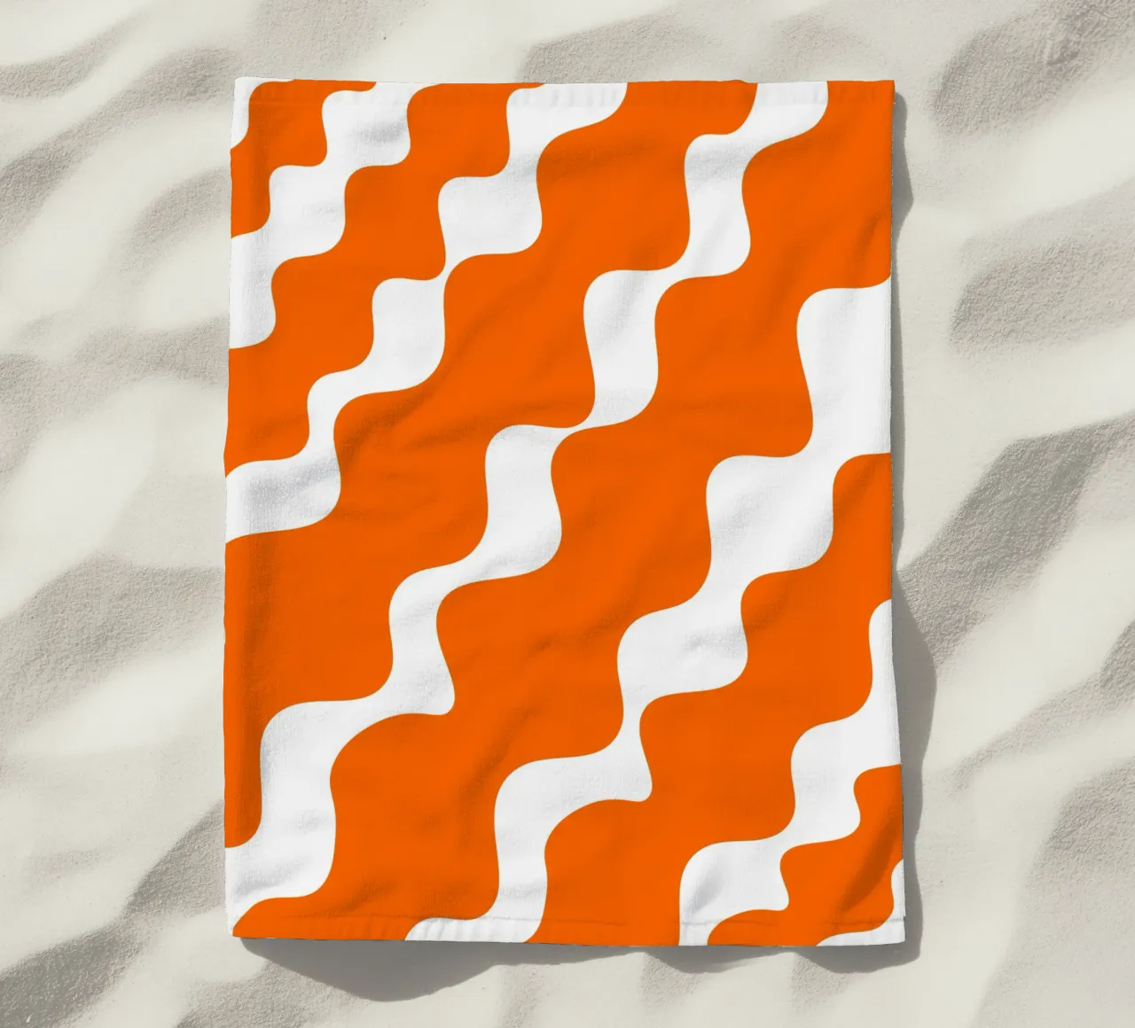 Orange slanting waves telo mare da baobabprintstore