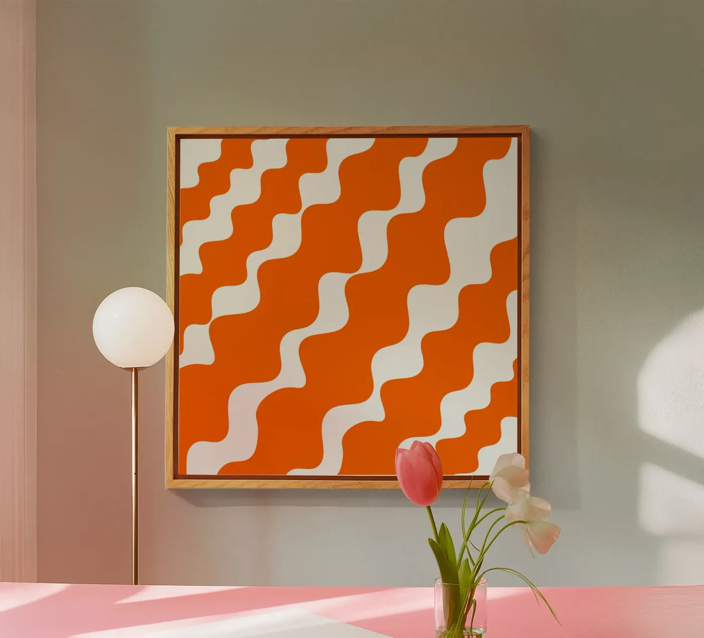 Orange slanting waves plexiglas de baobabprintstore
