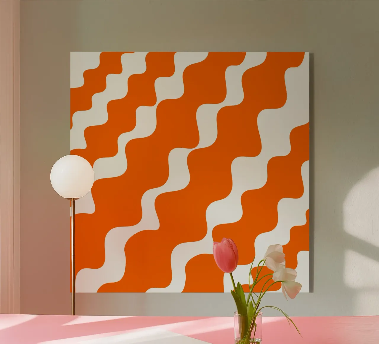 Orange slanting waves plexiglass da baobabprintstore