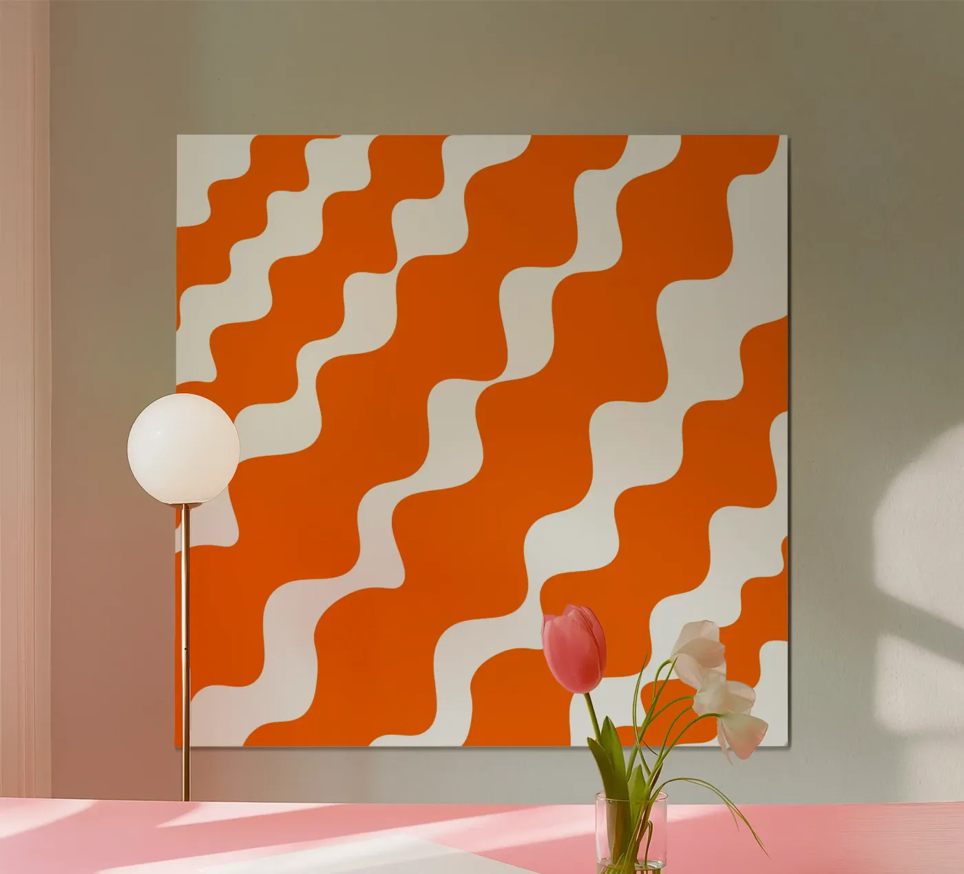 Orange slanting waves poster da baobabprintstore