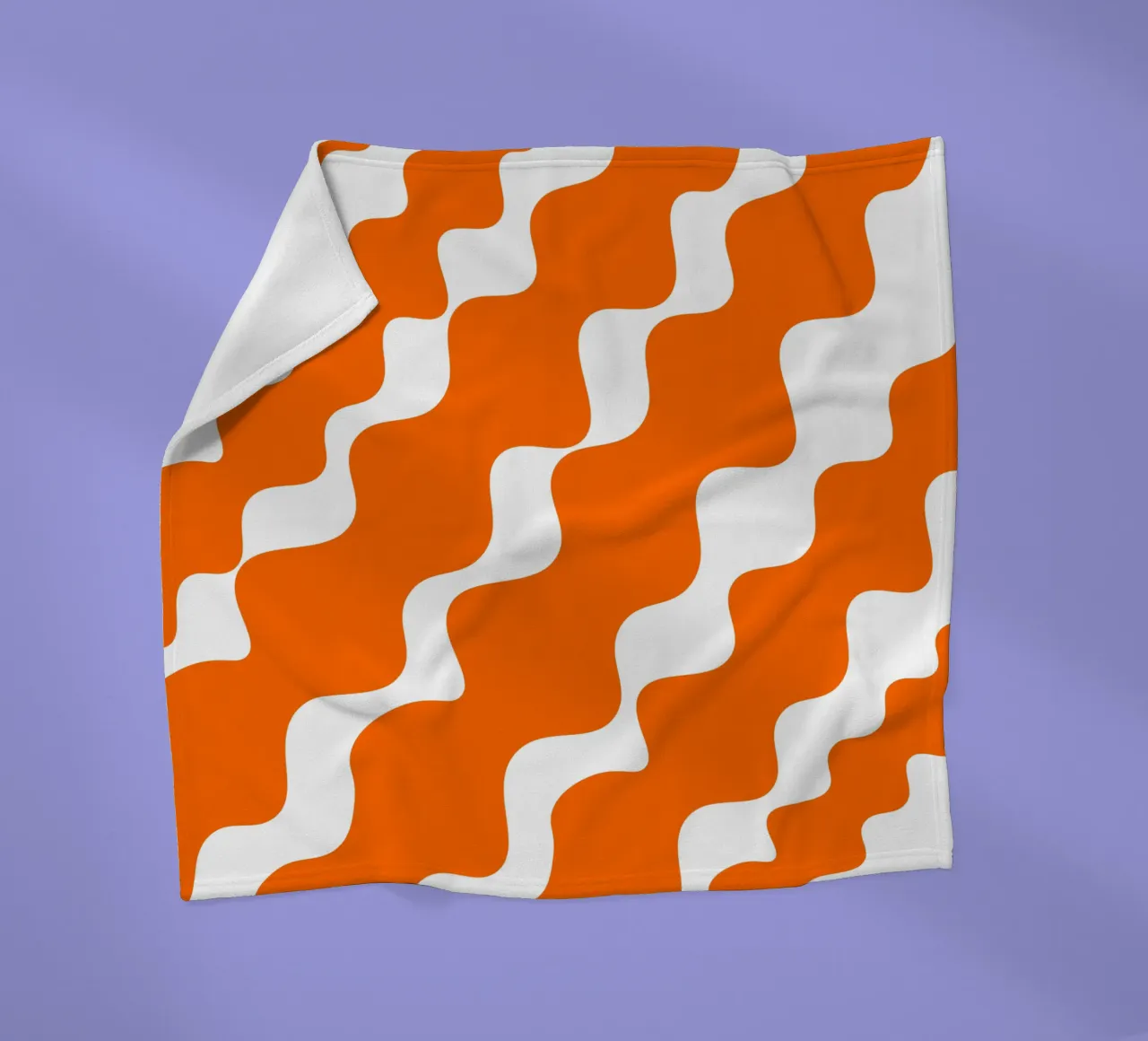 Orange slanting waves coperta in pile da baobabprintstore