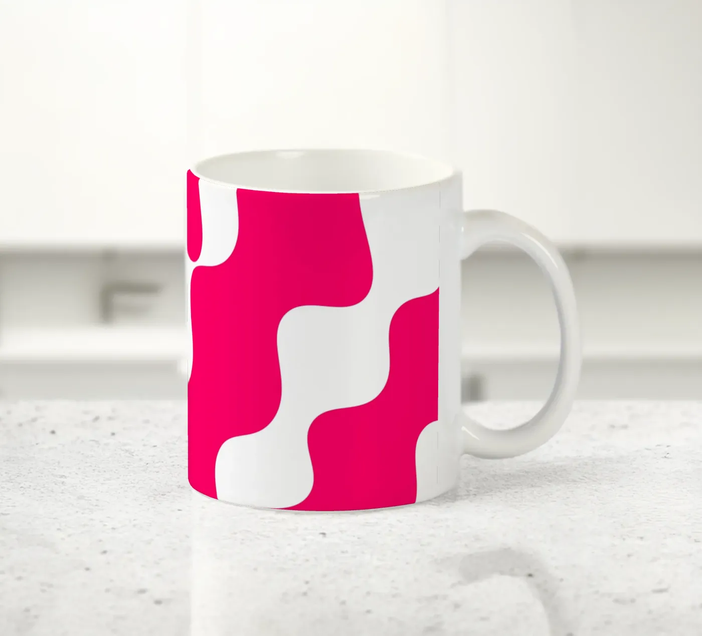 Pink slanting waves ceramic mug by baobabprintstore