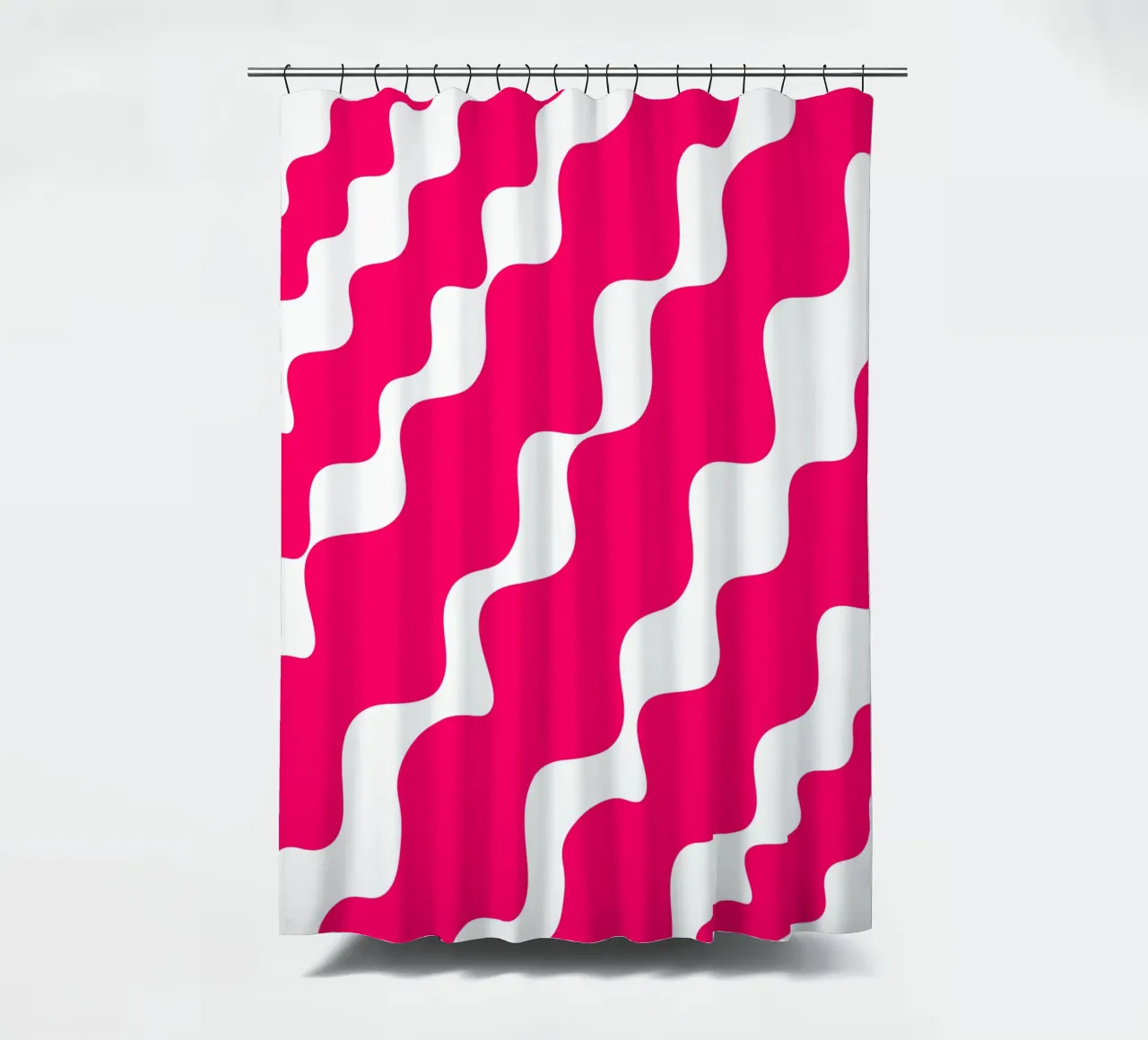 Pink slanting waves rideau de douche de baobabprintstore