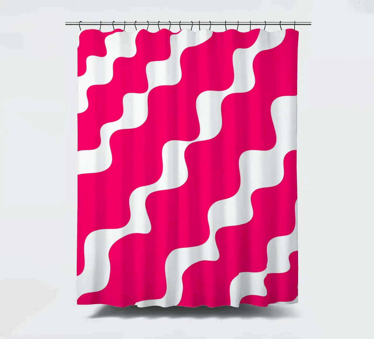 Pink slanting waves rideau de douche de baobabprintstore