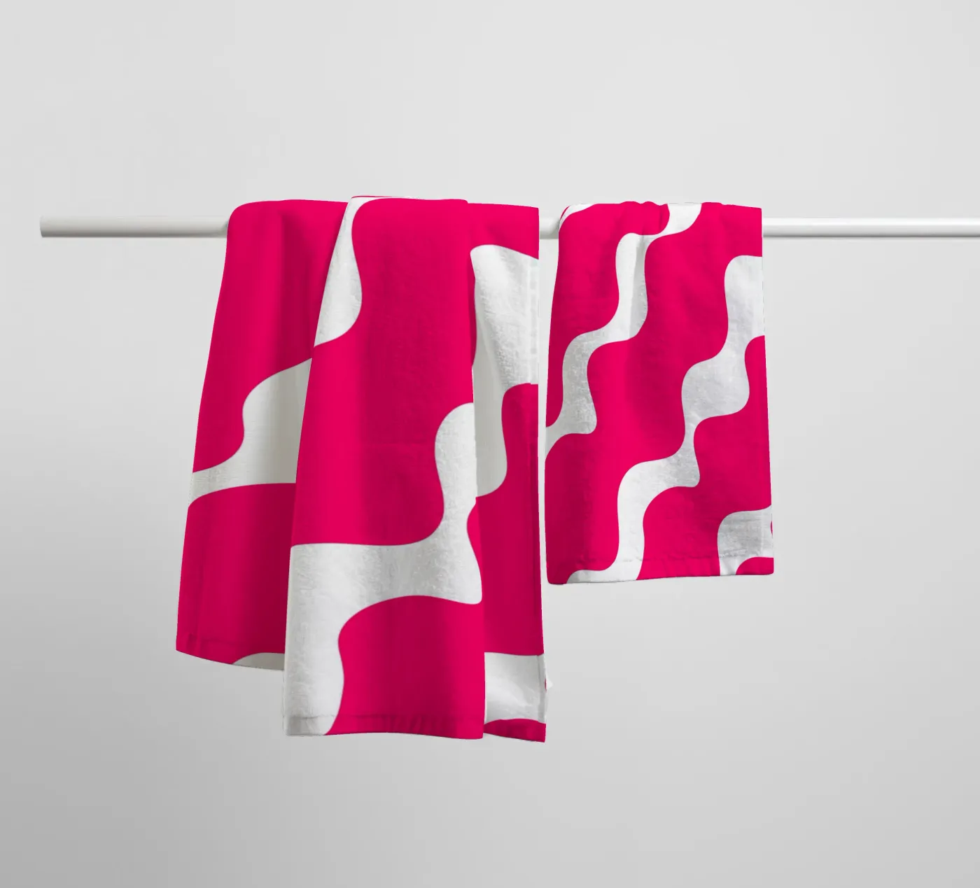 Pink slanting waves towel by baobabprintstore
