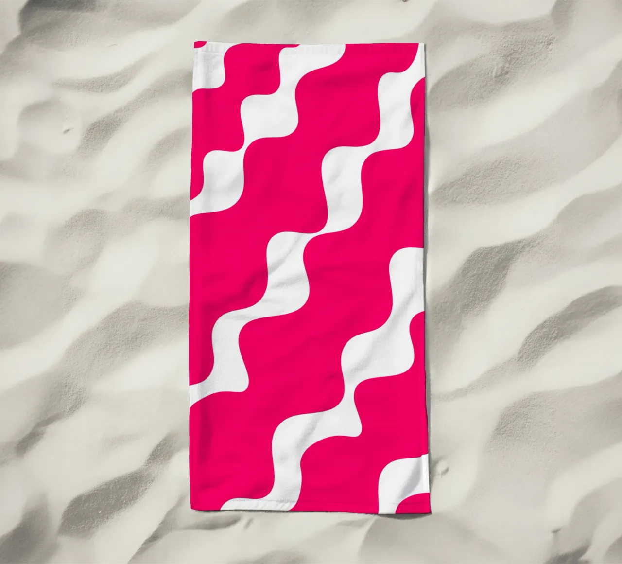 Pink slanting waves telo mare da baobabprintstore