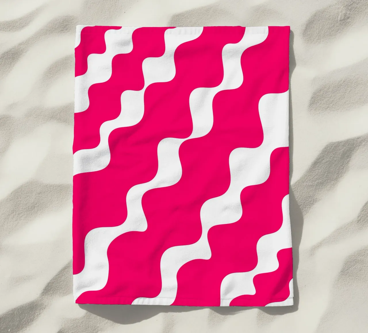 Pink slanting waves telo mare da baobabprintstore