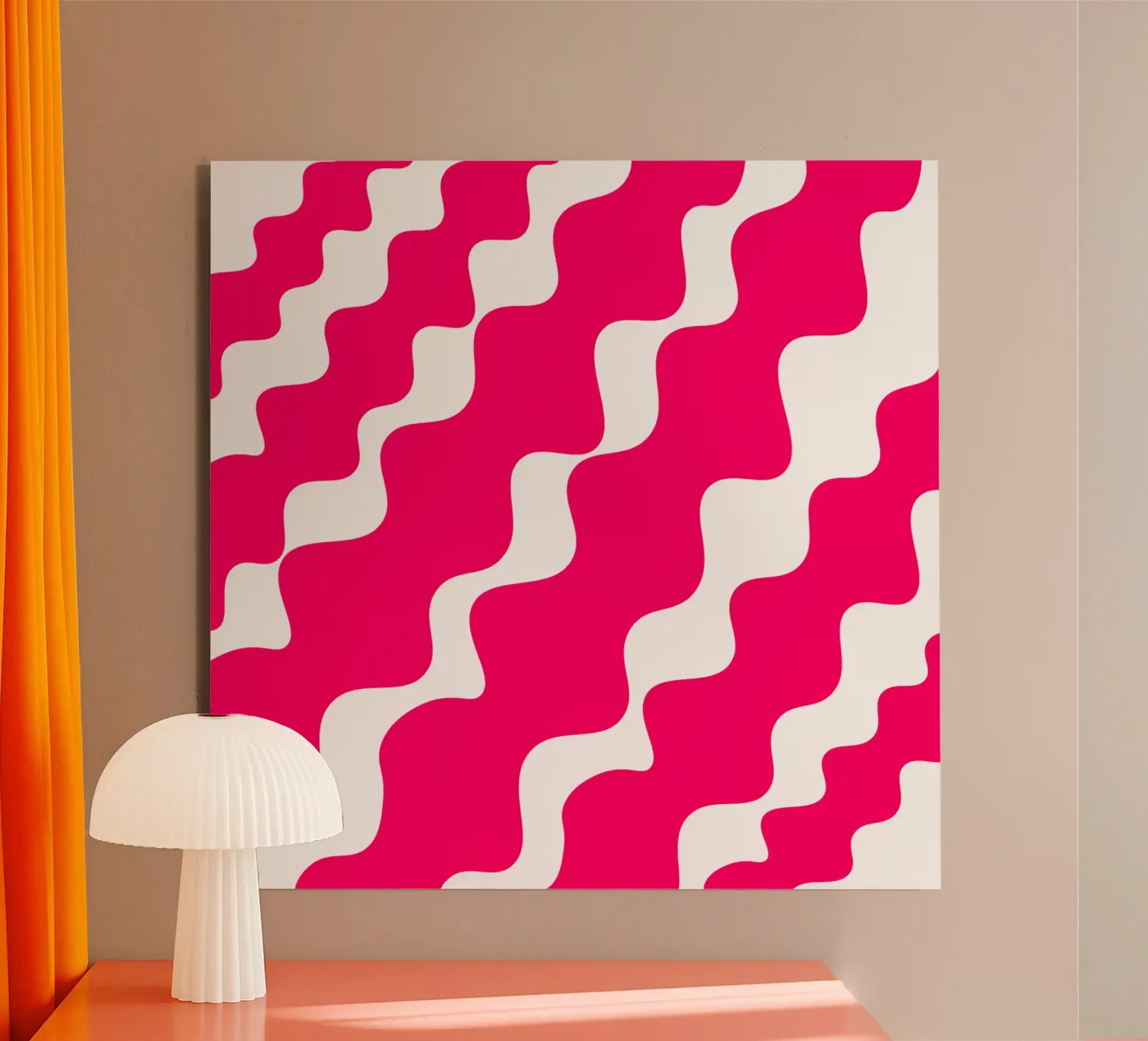 Pink slanting waves pannello forex da baobabprintstore