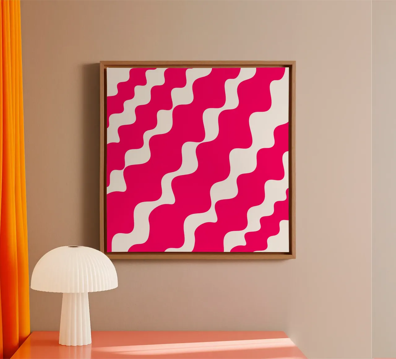 Pink slanting waves tela con Cornice a cassetta da baobabprintstore