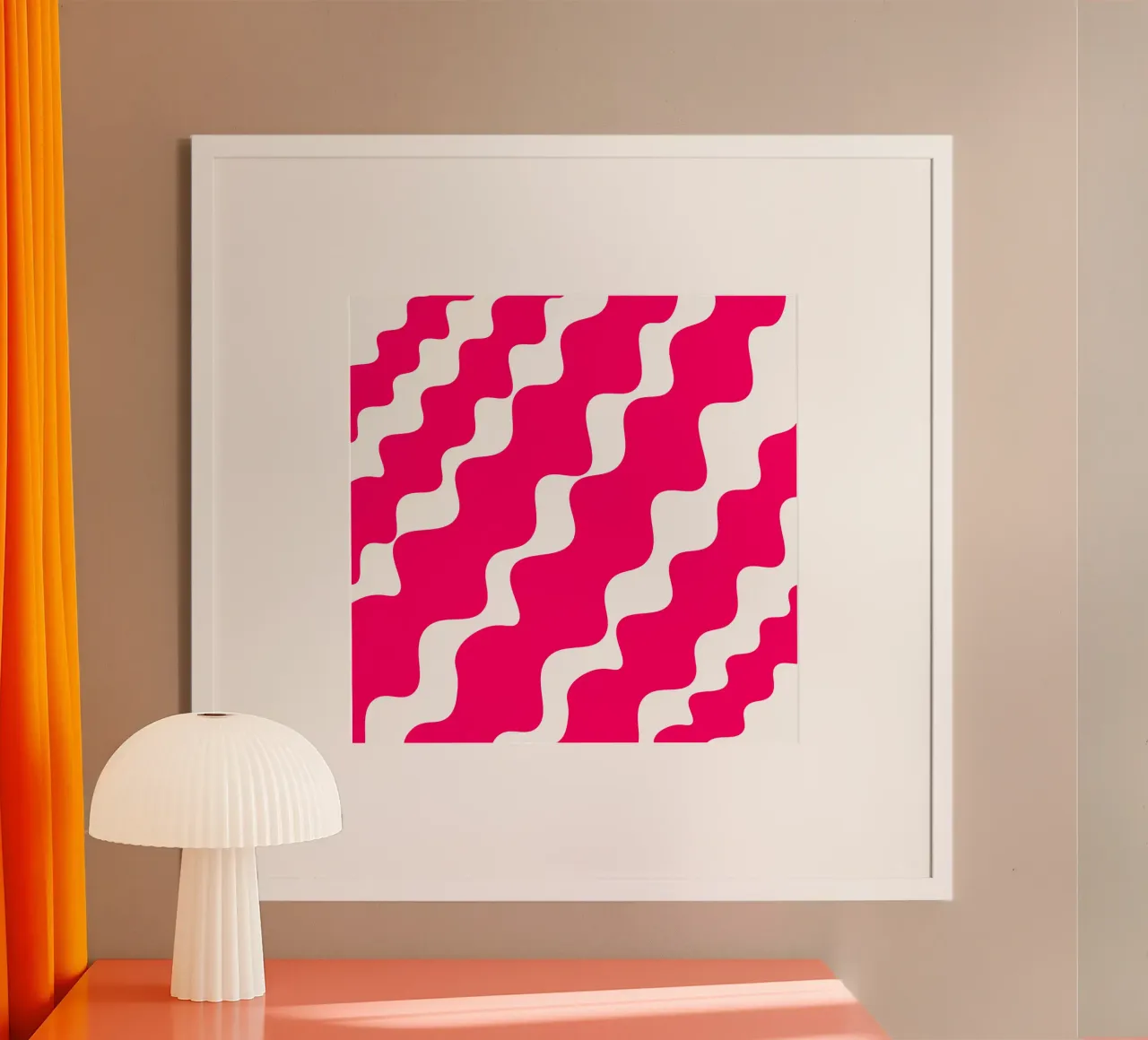 Pink slanting waves poster da baobabprintstore