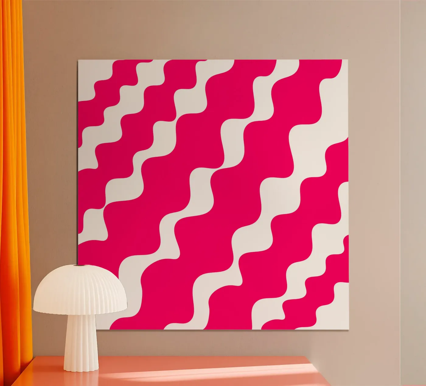 Pink slanting waves poster van baobabprintstore