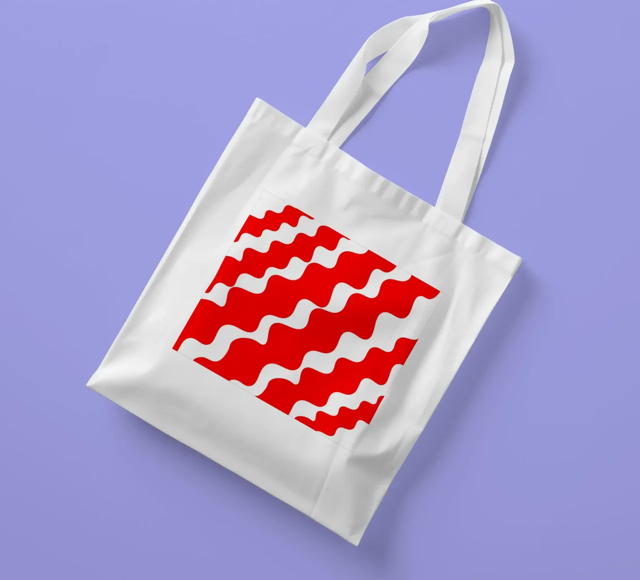 Red slanting waves borsa in juta da baobabprintstore