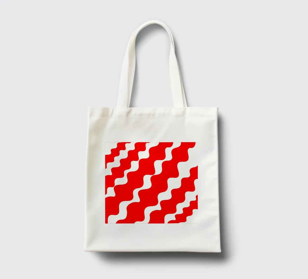 Red slanting waves borsa in juta da baobabprintstore