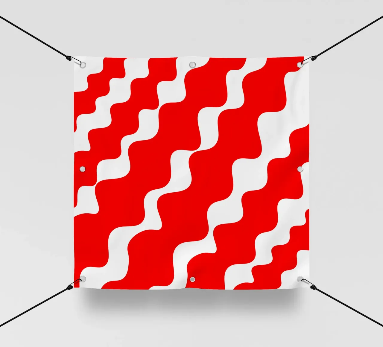 Red slanting waves telo in pvc da baobabprintstore