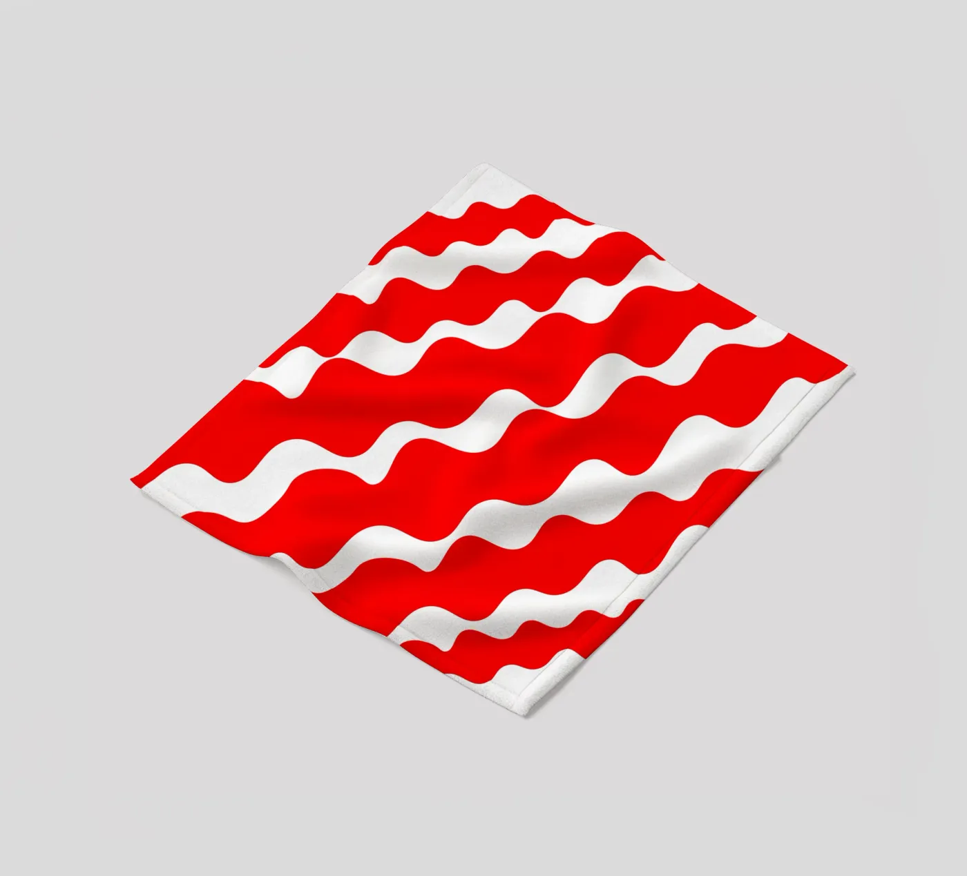 Red slanting waves coperta in pile da baobabprintstore