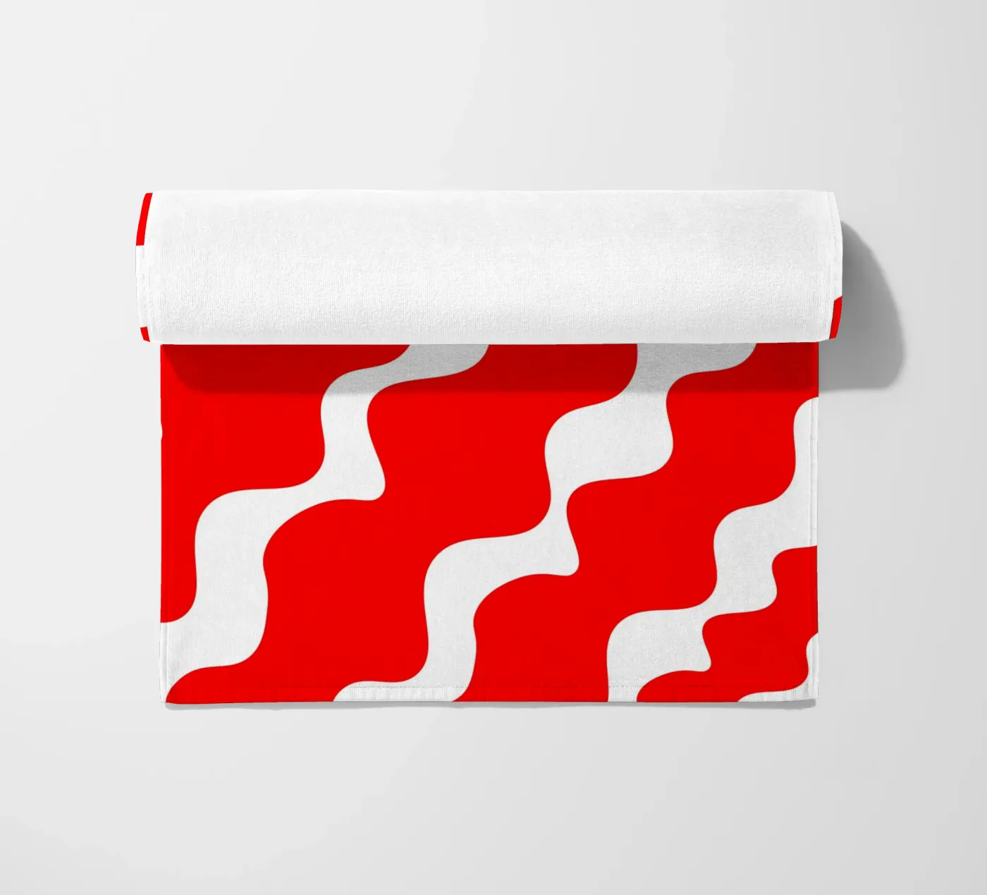 Red slanting waves beach towel by baobabprintstore
