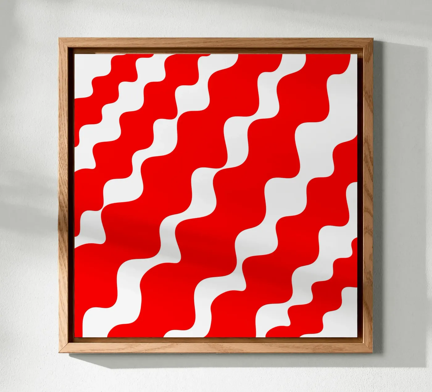Red slanting waves alluminio dibond da baobabprintstore
