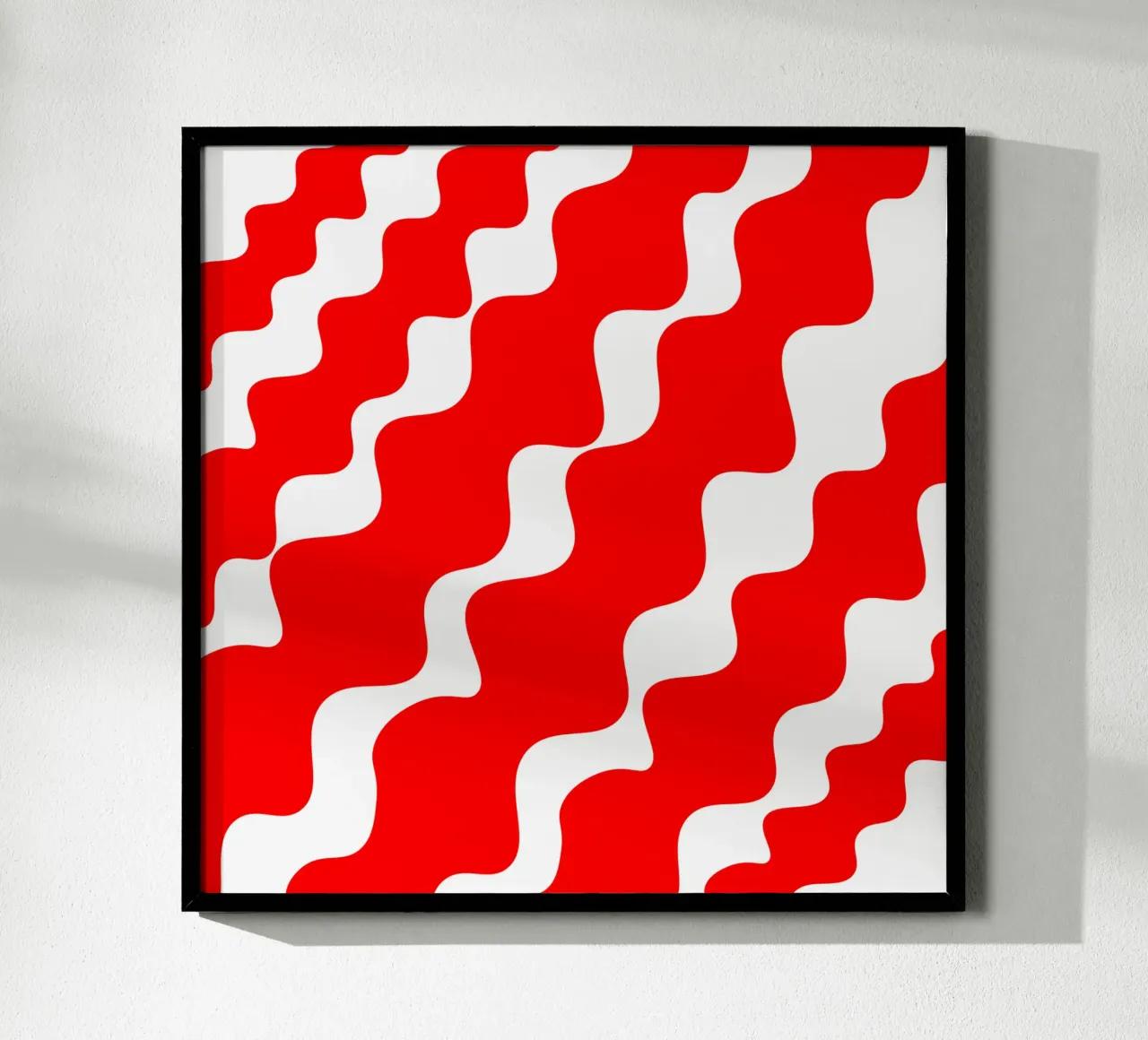 Red slanting waves poster da baobabprintstore