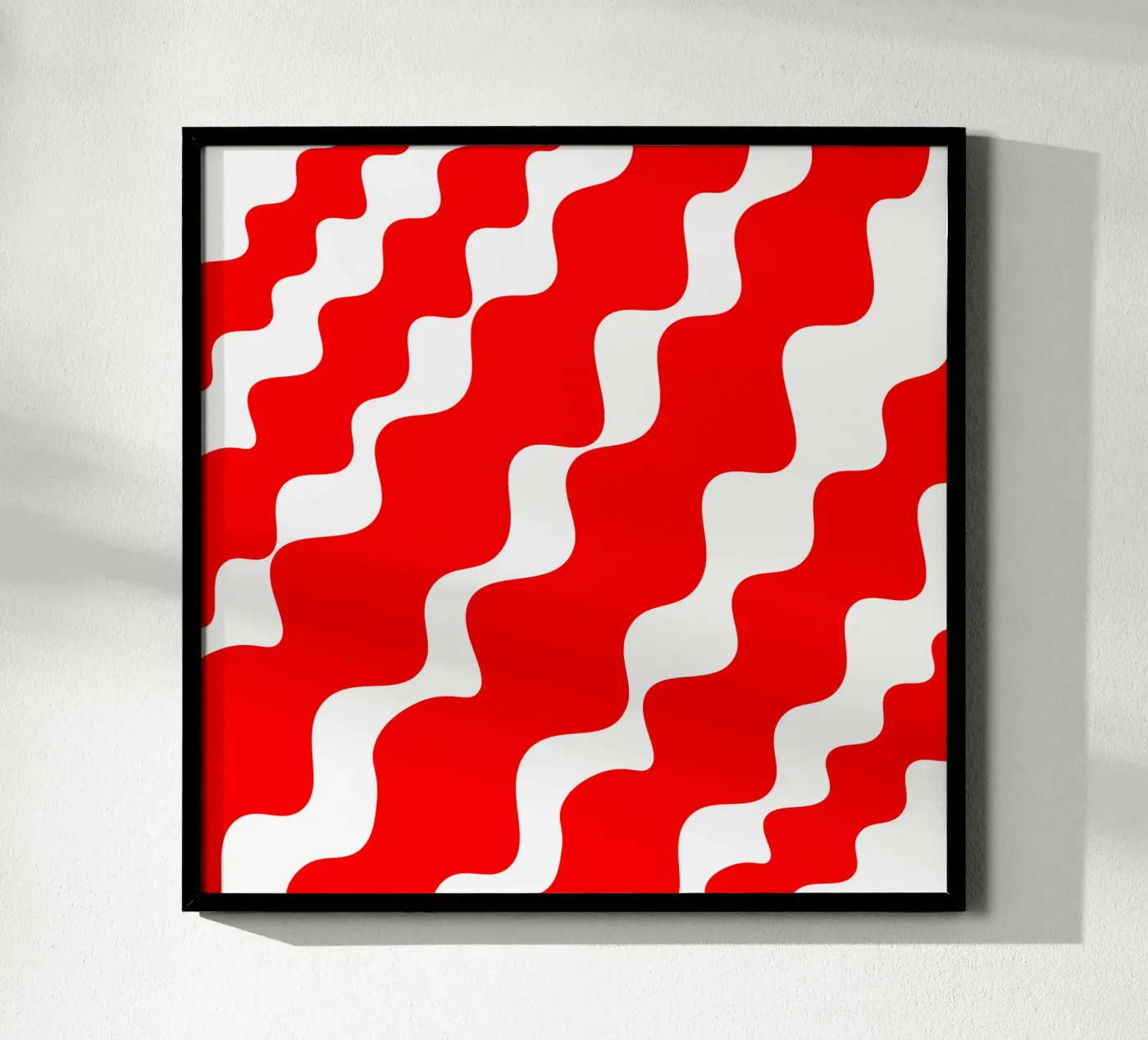 Red slanting waves poster van baobabprintstore