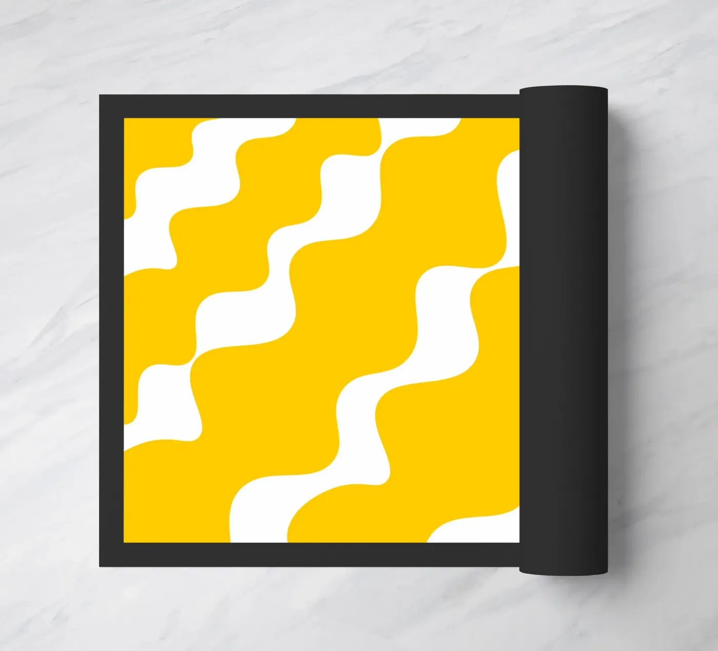 Yellow slanting waves doormat by baobabprintstore