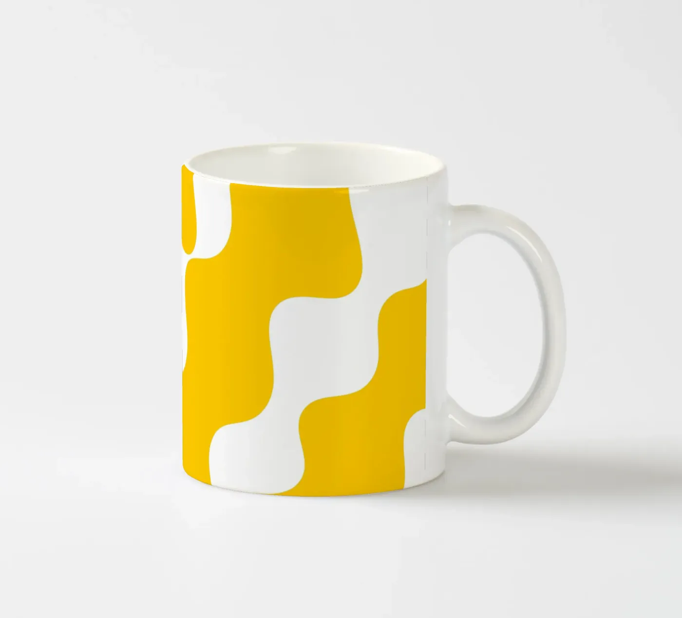 Yellow slanting waves ceramic mug by baobabprintstore