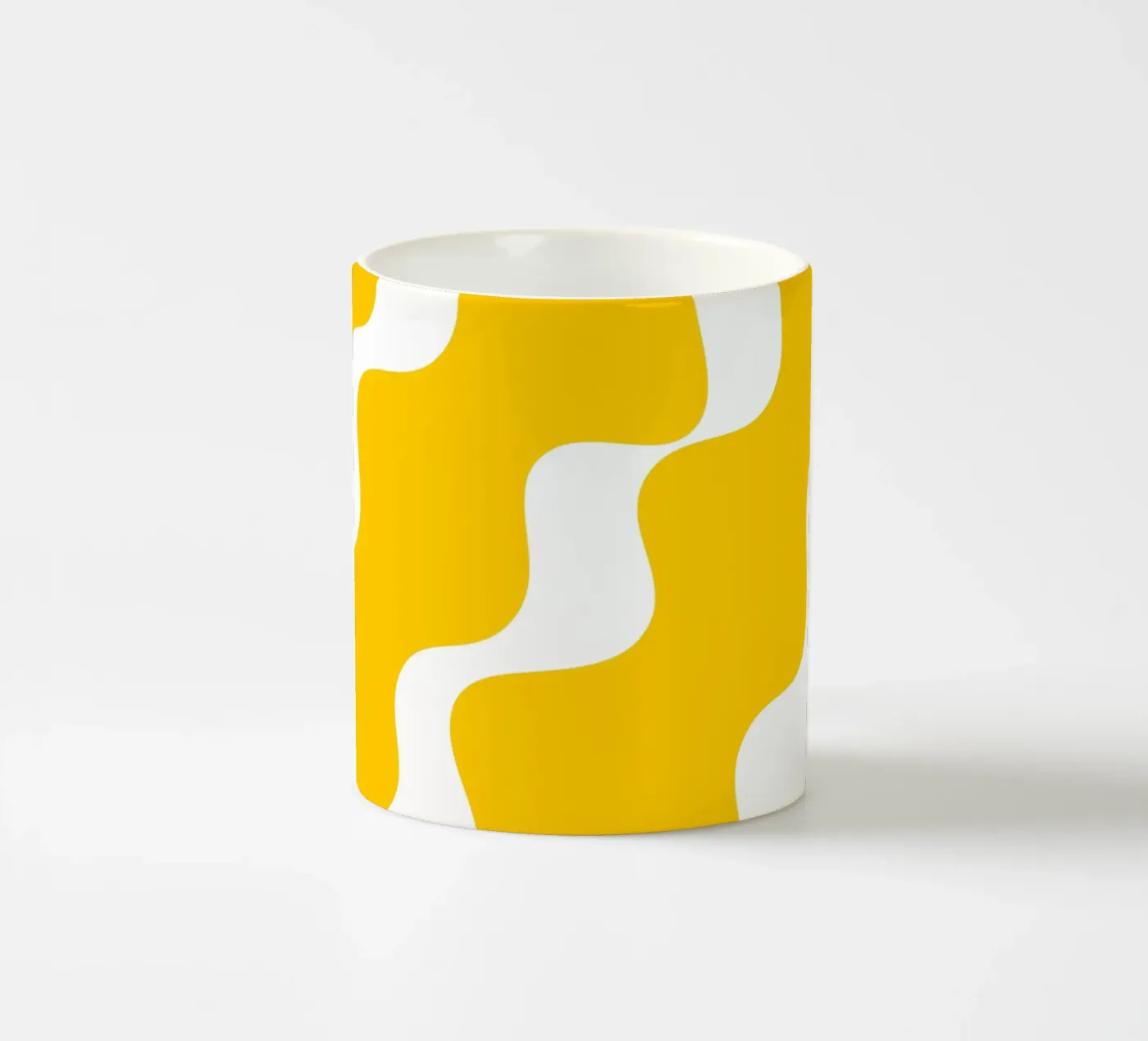 Yellow slanting waves ceramic mug by baobabprintstore