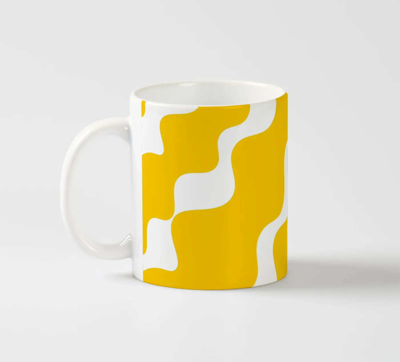 Yellow slanting waves ceramic mug by baobabprintstore