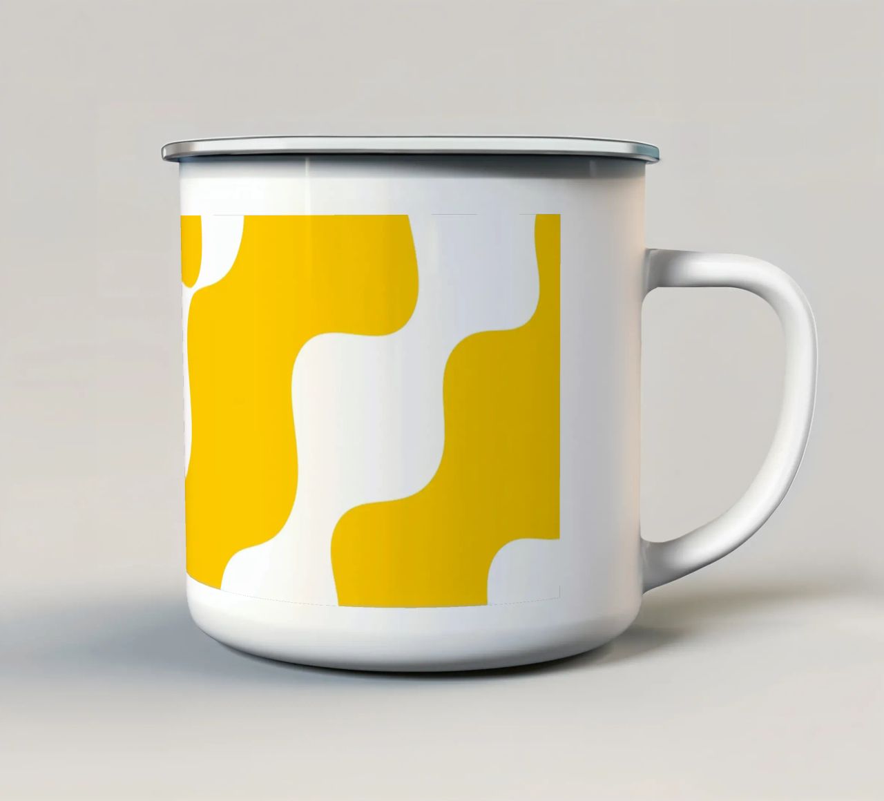Yellow slanting waves tazza in smalto da baobabprintstore