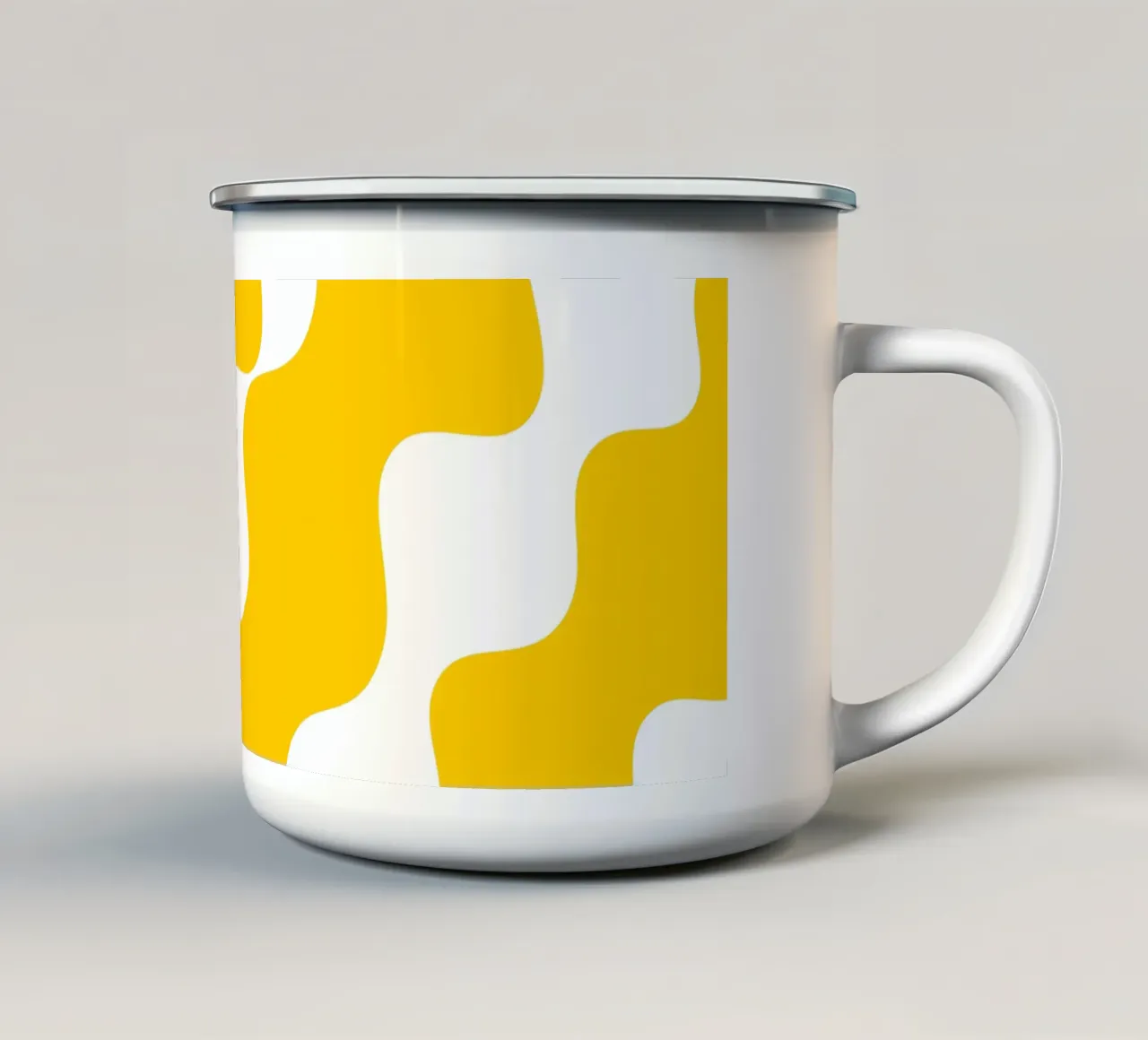 Yellow slanting waves enamel mug by baobabprintstore