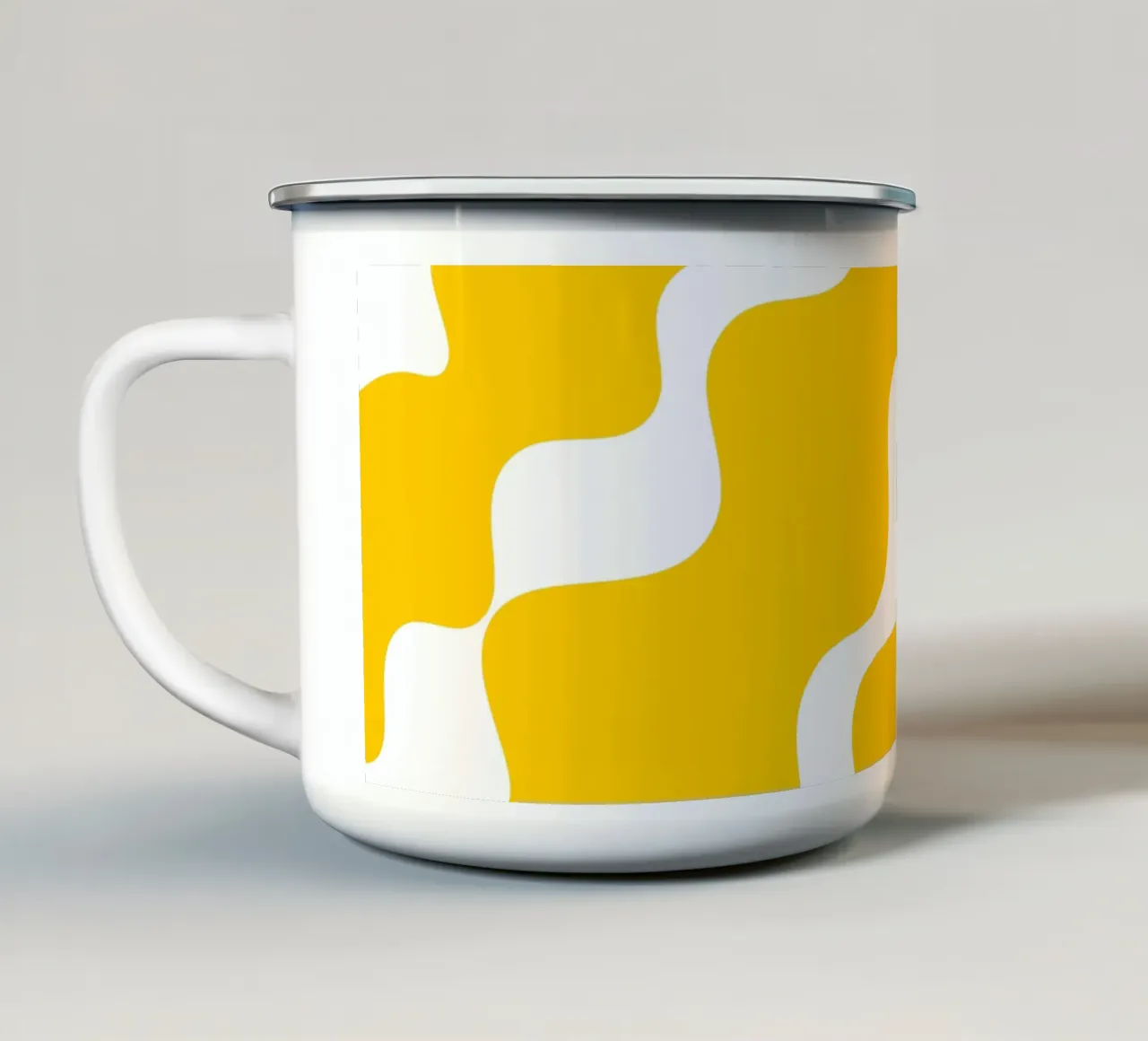 Yellow slanting waves taza de esmalte de baobabprintstore