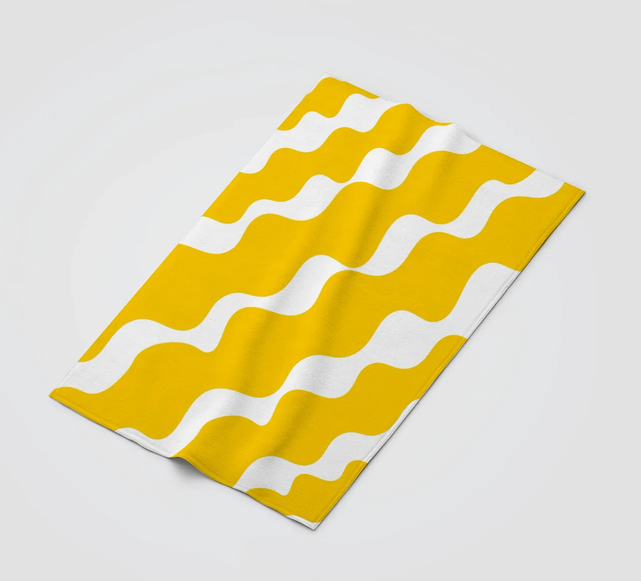 Yellow slanting waves coperta in pile da baobabprintstore