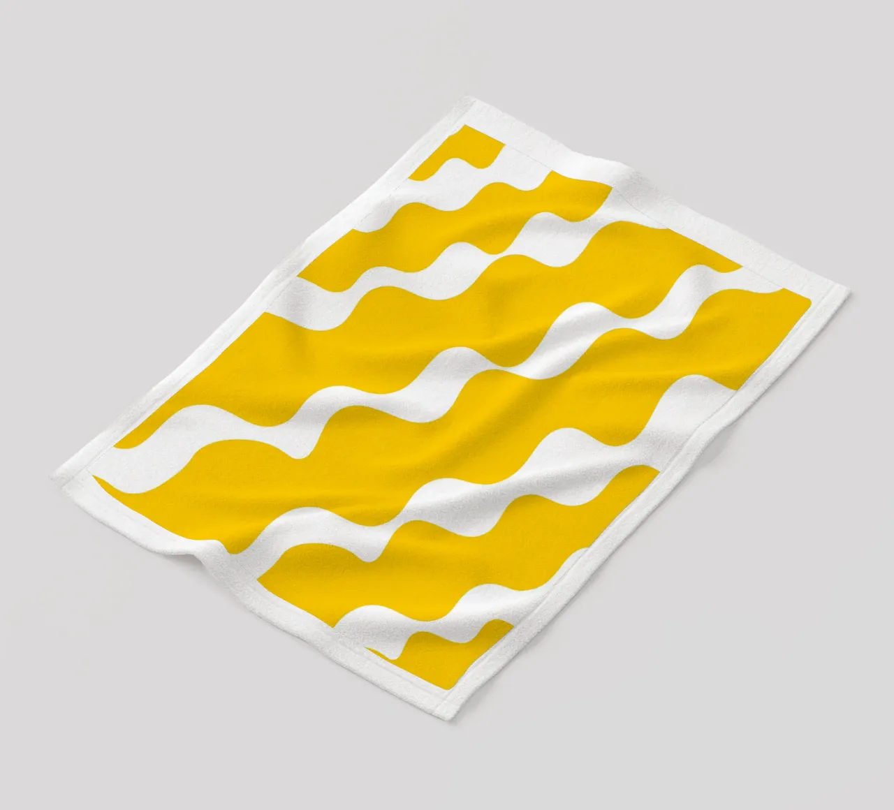 Yellow slanting waves coperta in pile da baobabprintstore