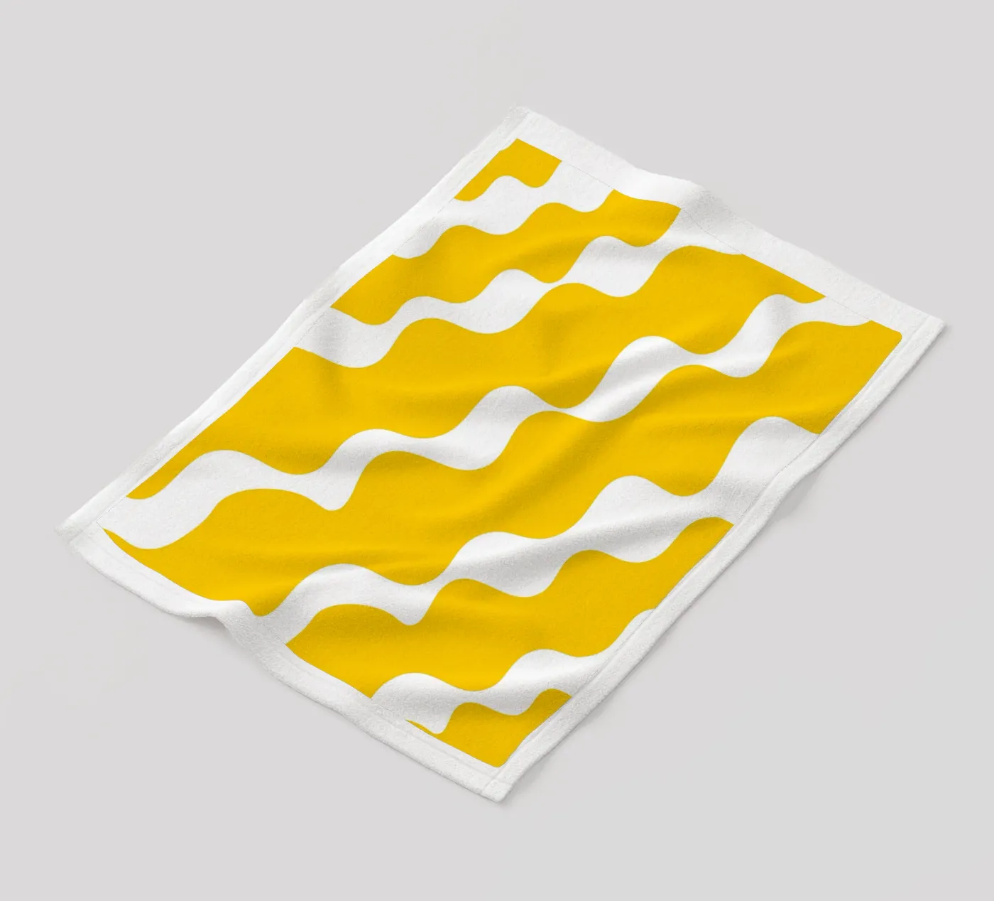 Yellow slanting waves Fleecedecke von baobabprintstore