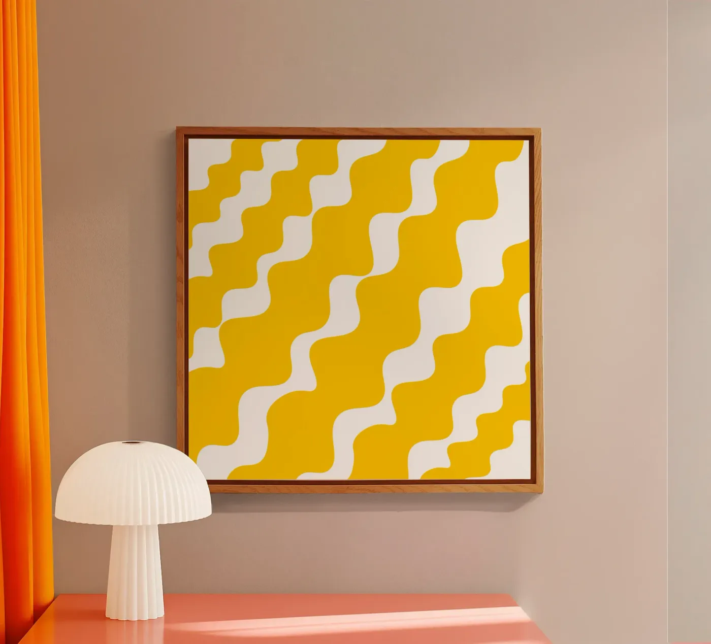 Yellow slanting waves plexiglas de baobabprintstore