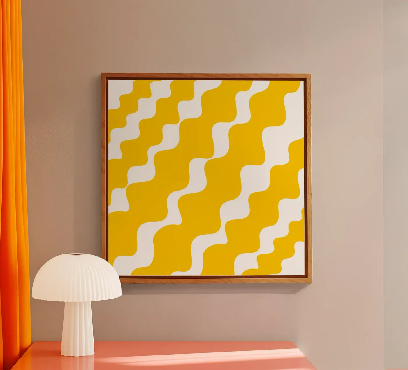 Yellow slanting waves plexiglass da baobabprintstore