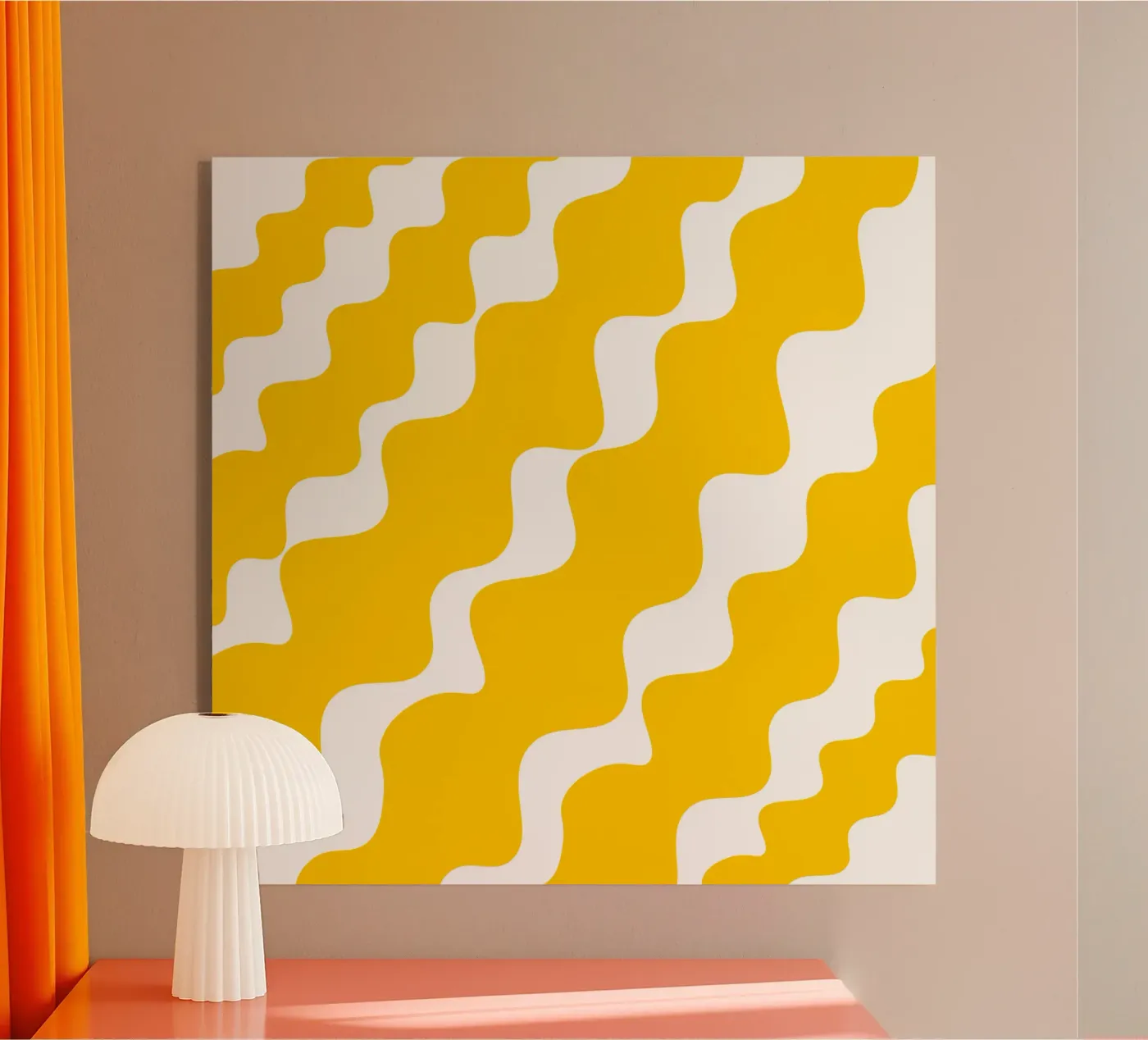 Yellow slanting waves plexiglass da baobabprintstore