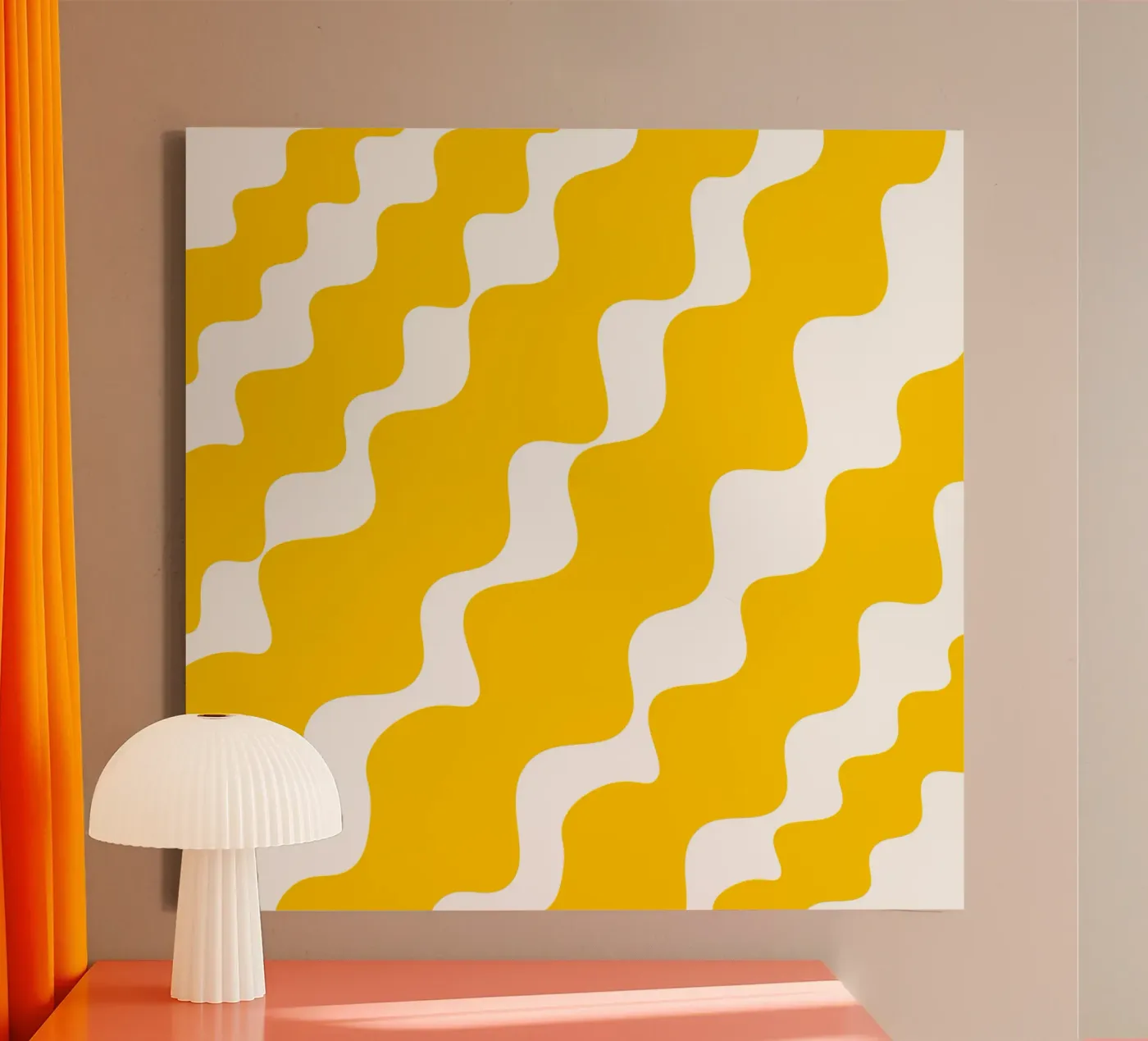Yellow slanting waves tela da baobabprintstore