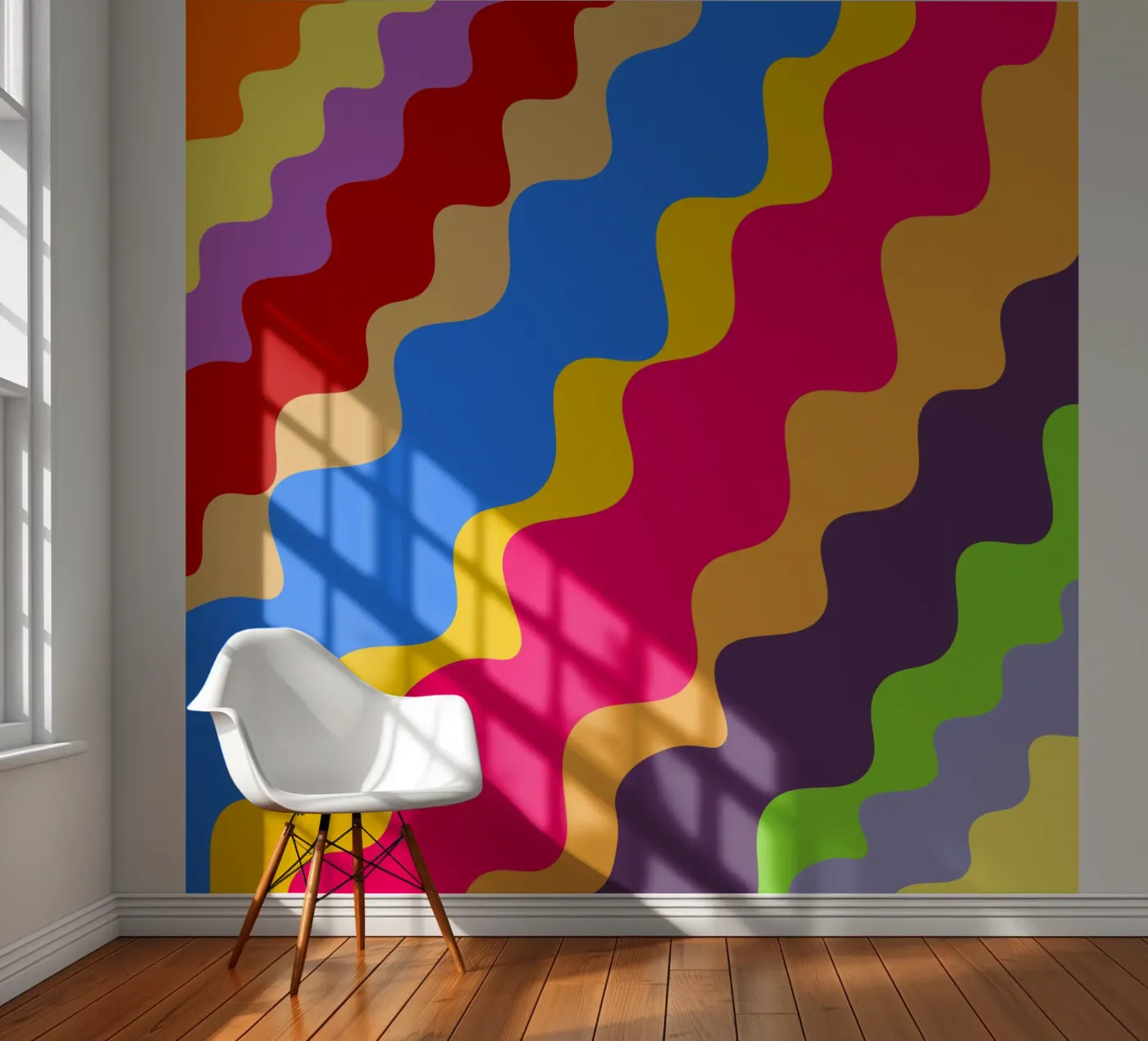 Retro slanting waves fotobehang van baobabprintstore