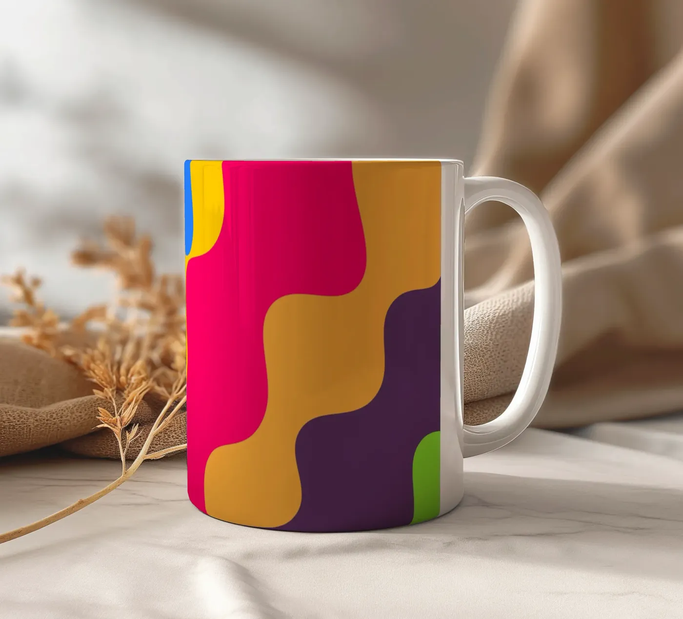 Retro slanting waves ceramic mug by baobabprintstore