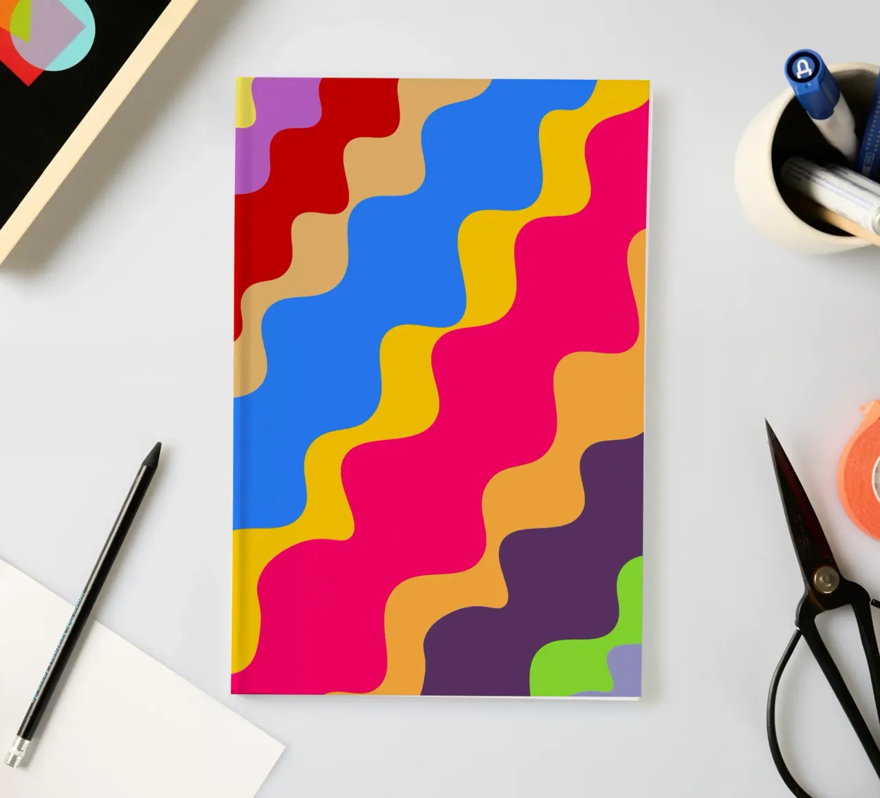 Retro slanting waves notebook by baobabprintstore
