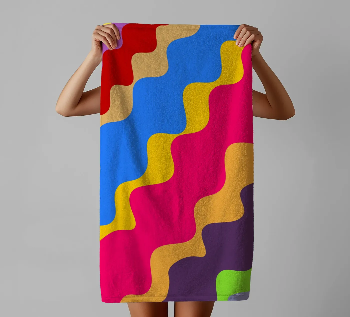 Retro slanting waves towel by baobabprintstore