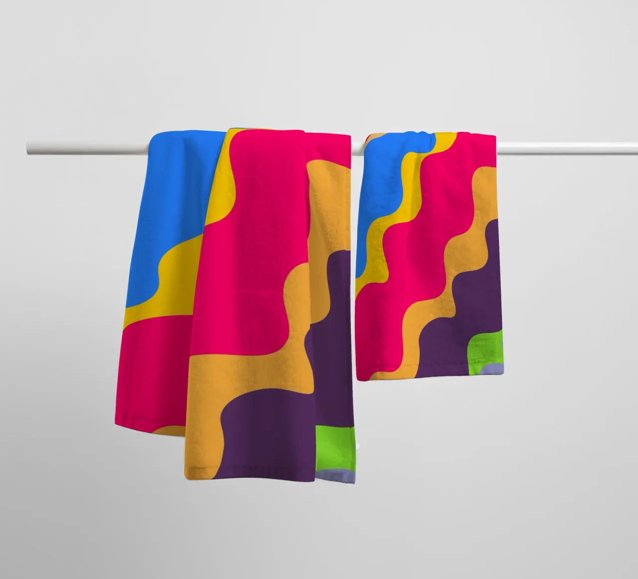 Retro slanting waves toalla de baño de baobabprintstore